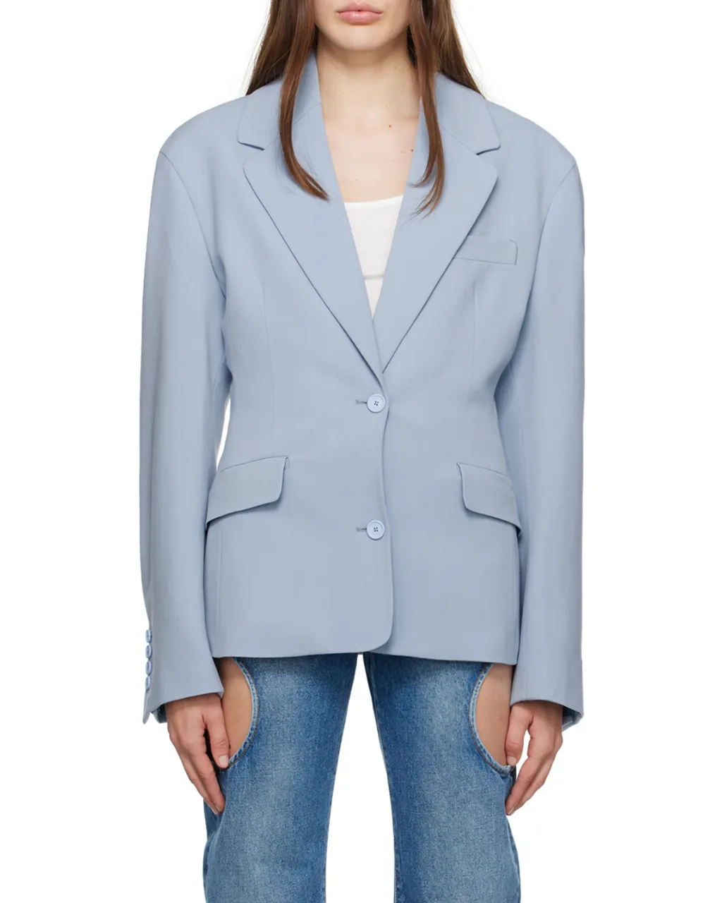 Notched-Lapels Single-Breasted Blazer