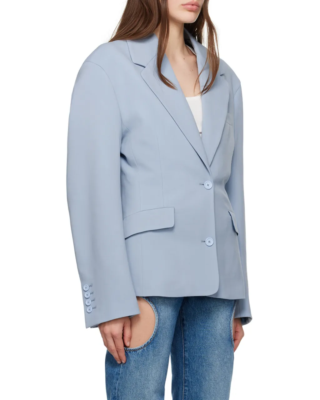 Notched-Lapels Single-Breasted Blazer