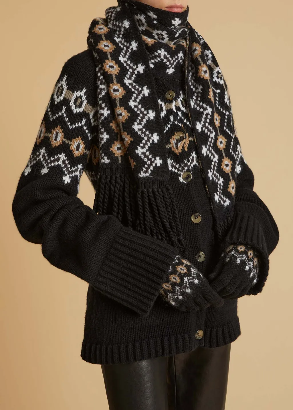The Lance Patterned Intarsia-Knit Scarf