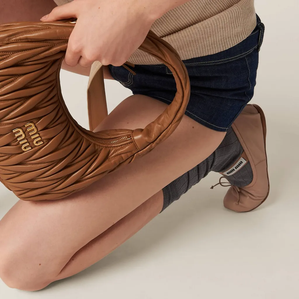 Miu Miu Logo-Printed Bow Detailed Ballerina Shoes