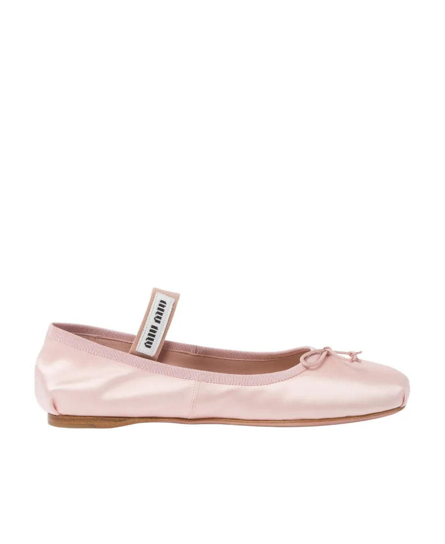 Miu Miu Bow-Detailed Slip-On Satin Ballerina Shoes