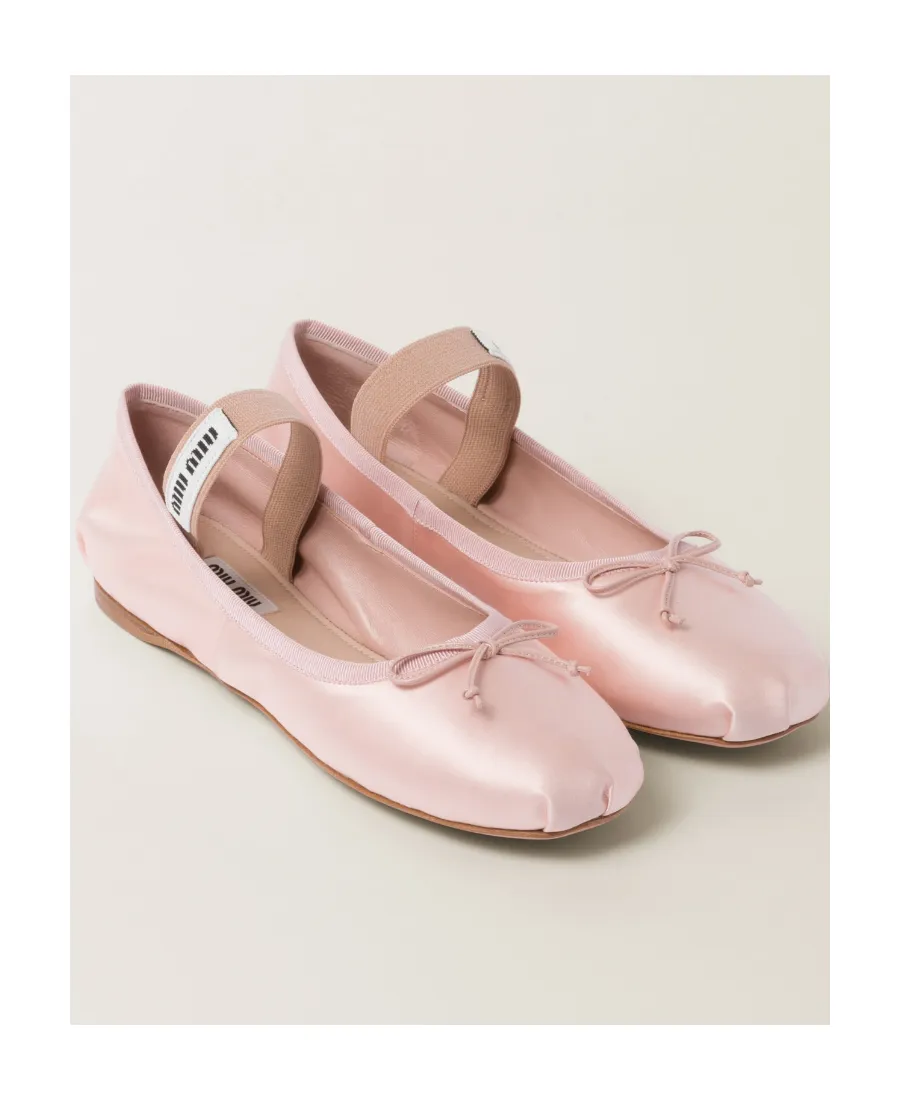 Miu Miu Bow-Detailed Slip-On Satin Ballerina Shoes