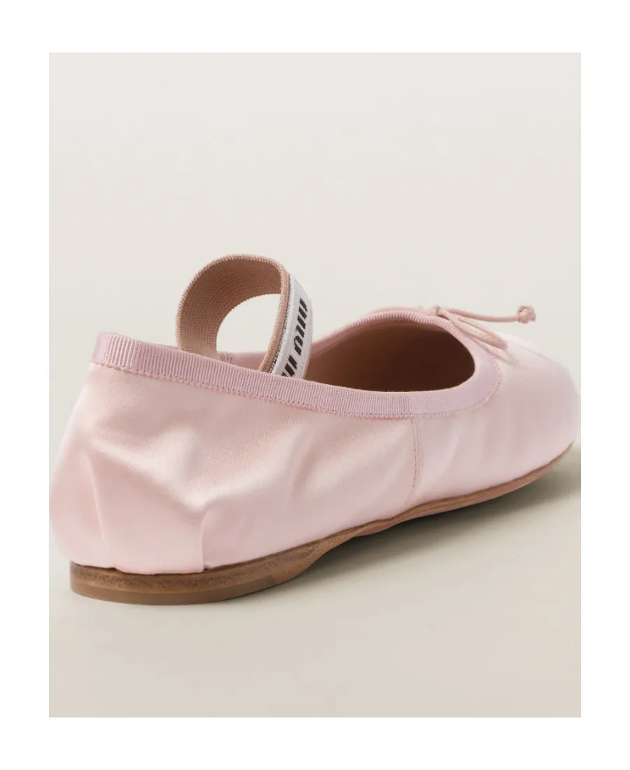 Miu Miu Bow-Detailed Slip-On Satin Ballerina Shoes