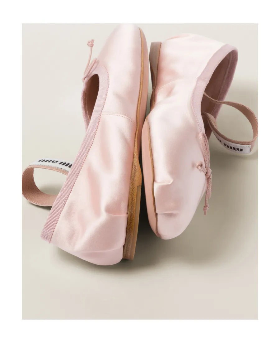 Miu Miu Bow-Detailed Slip-On Satin Ballerina Shoes