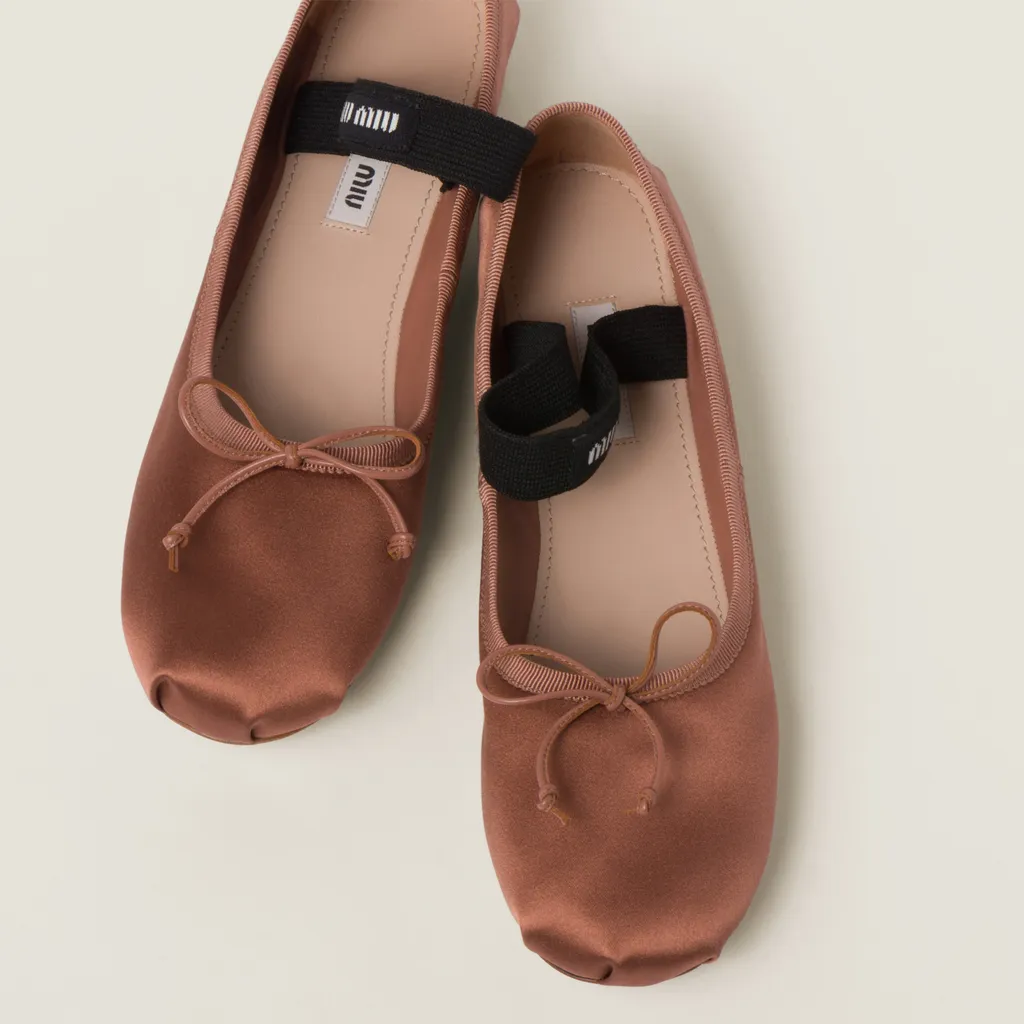Miu Miu Logo-Strap Round-Toe Ballerina Shoes