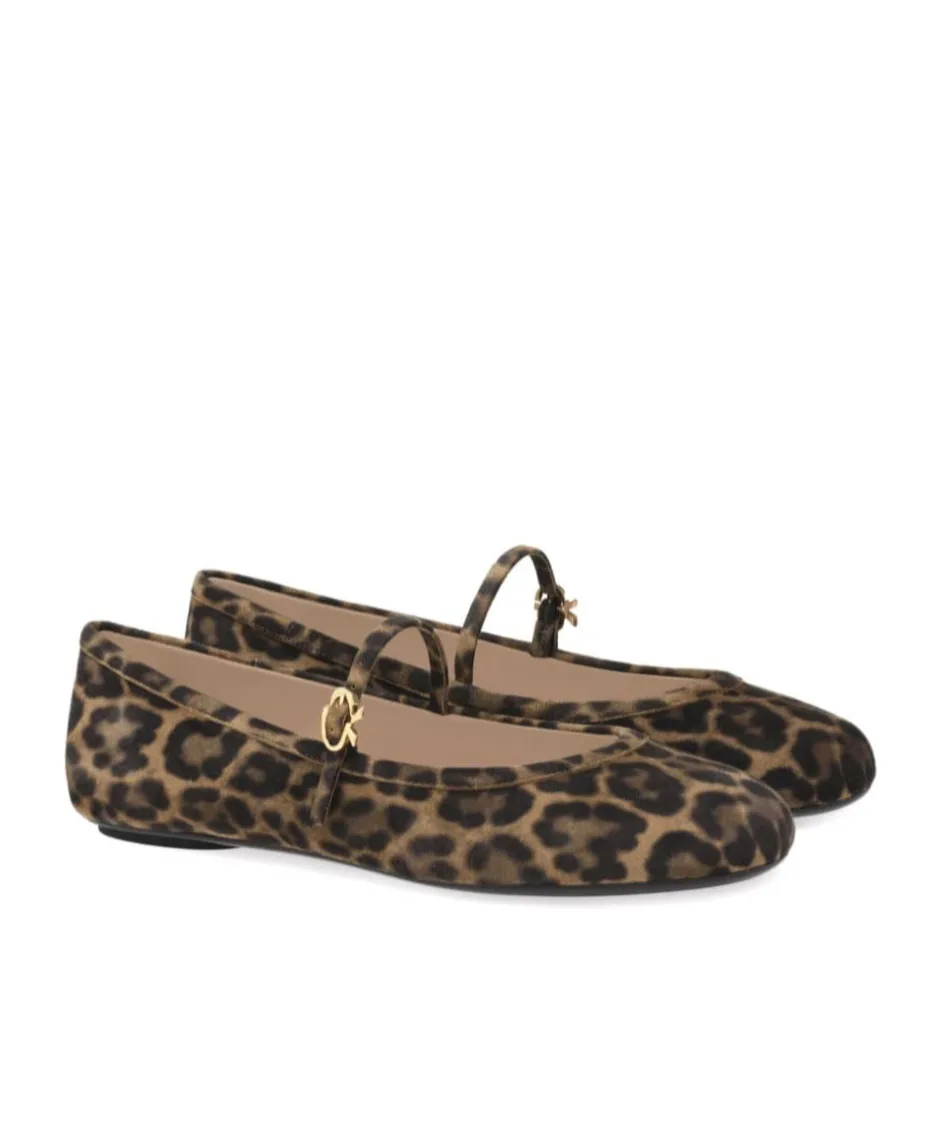 Gianvito Rossi Carla Leopard-Pattern Buckle-Strap Ballerina Shoes