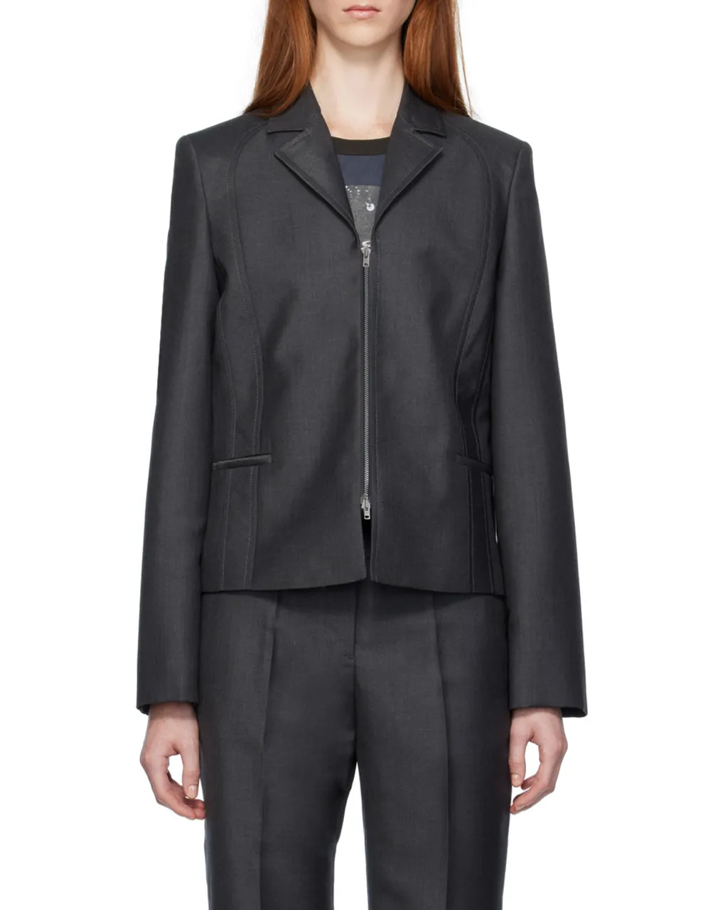 Zippered Lapel Casual Jacket