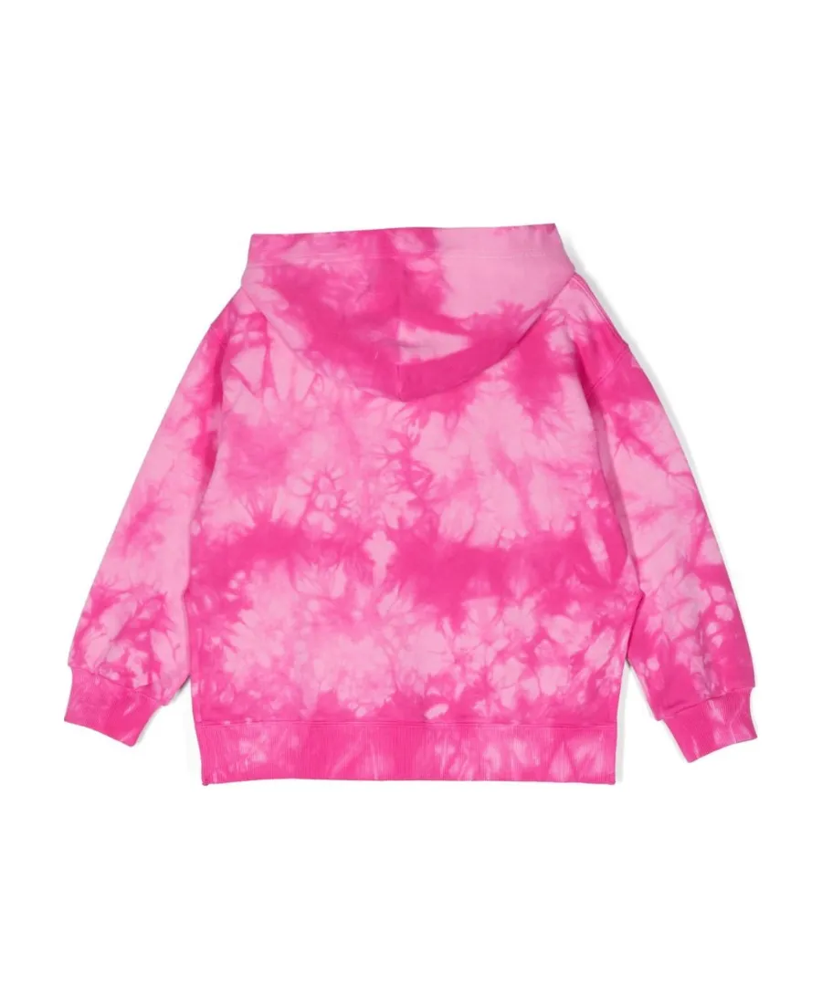 Logo Decal Tie-Dyed Hooded Sweater