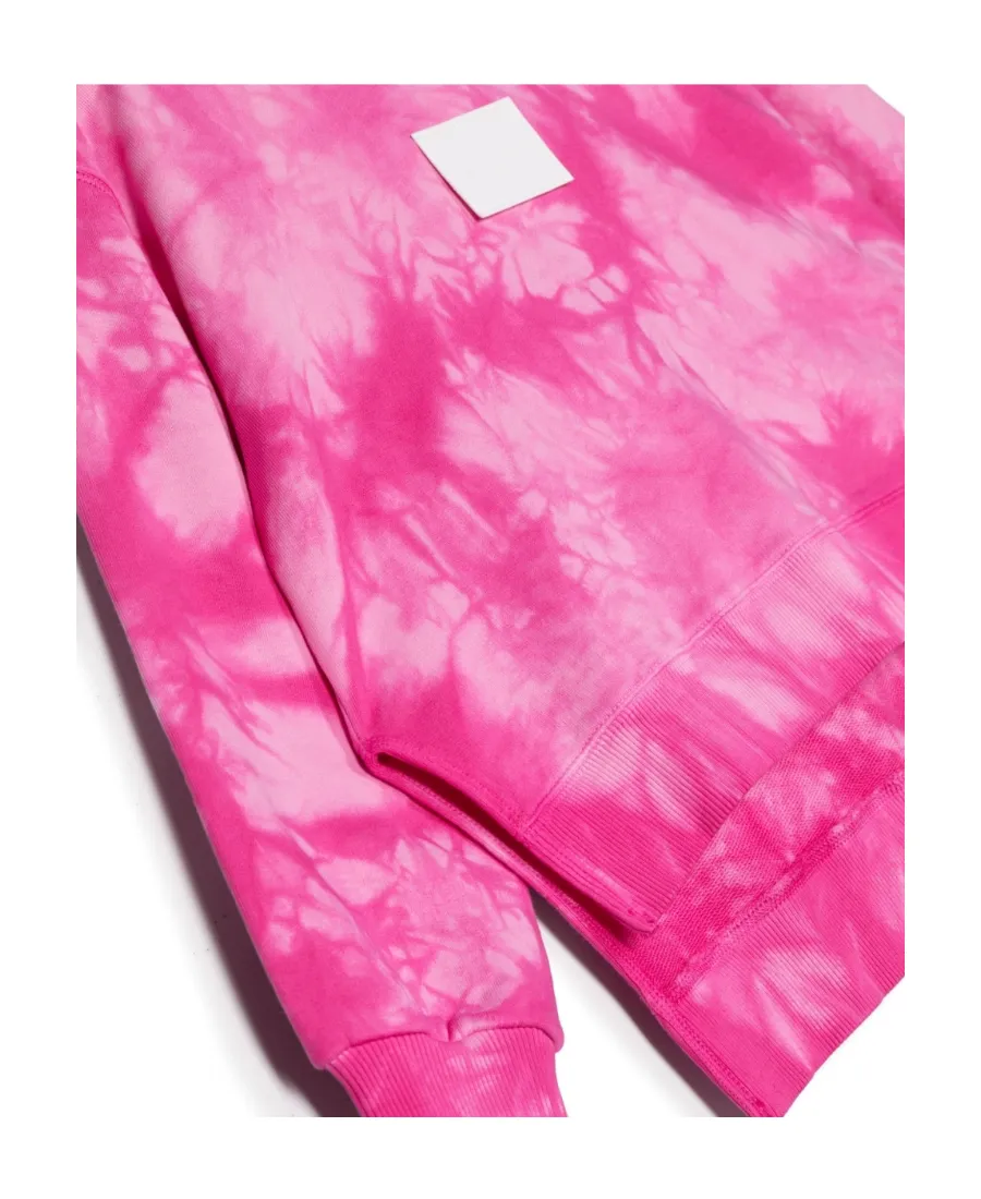 Logo Decal Tie-Dyed Hooded Sweater