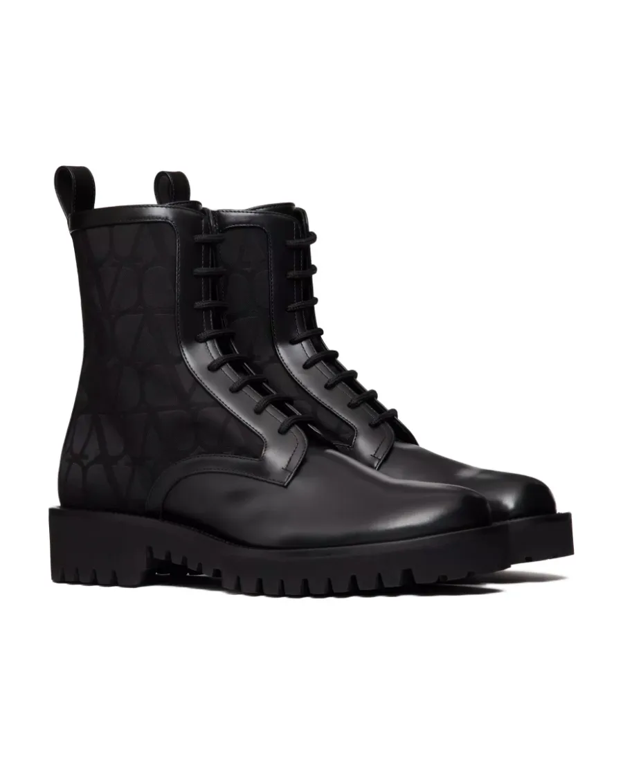 Valentino	Toile Iconographe Round Toe Combat Boots