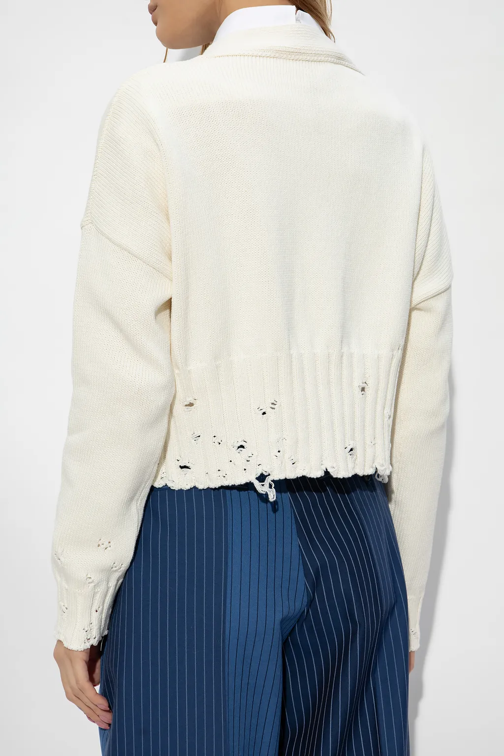 Marni Distressed Cropped Knitted Cardigan
