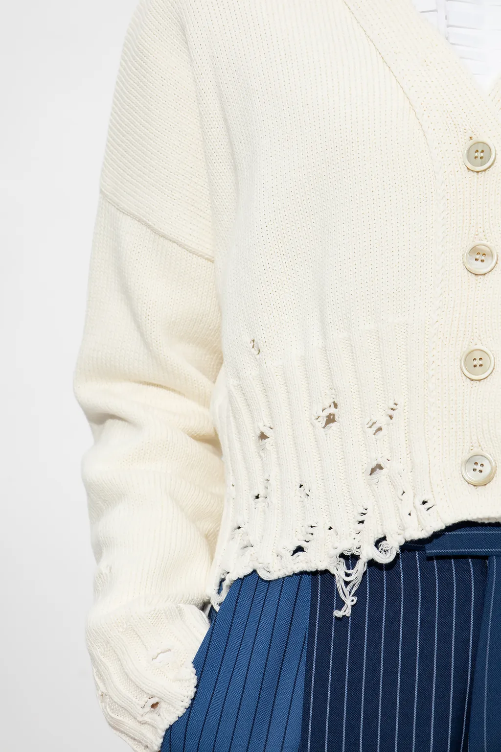 Marni Distressed Cropped Knitted Cardigan