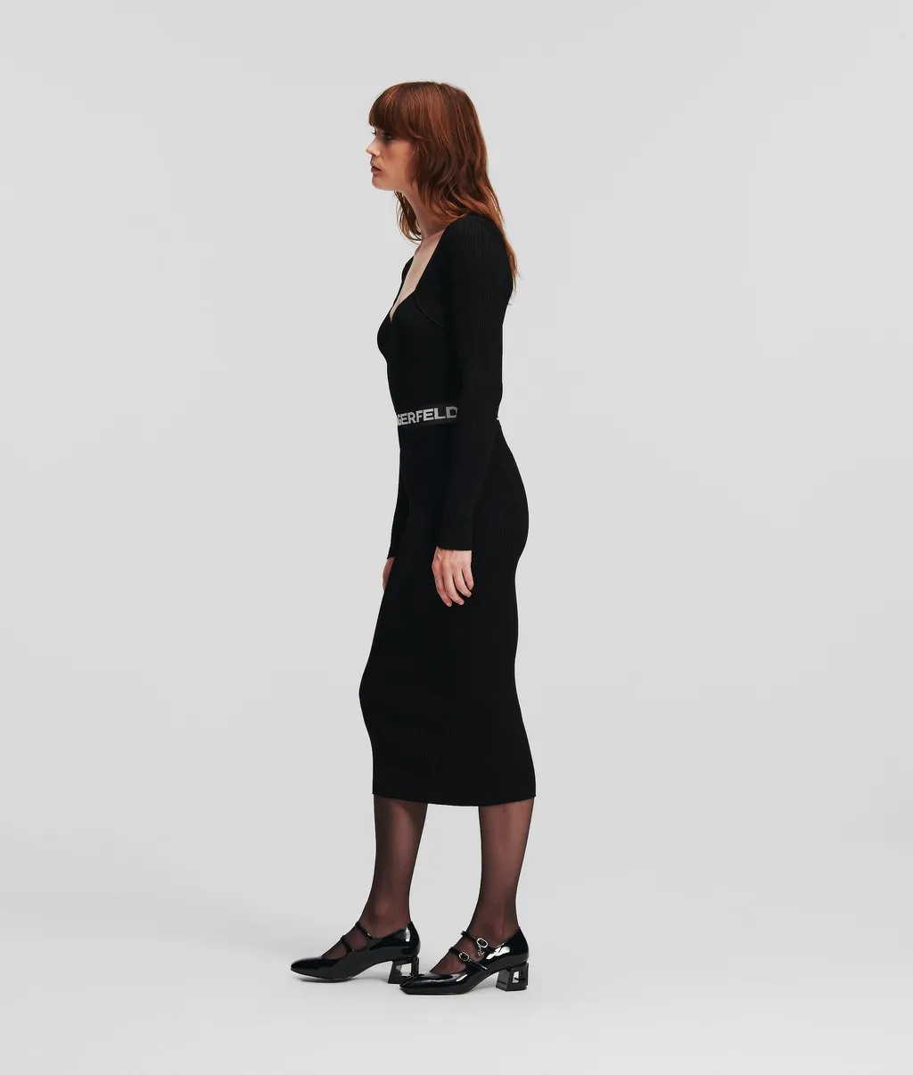Logo-Print Ribbed Dress