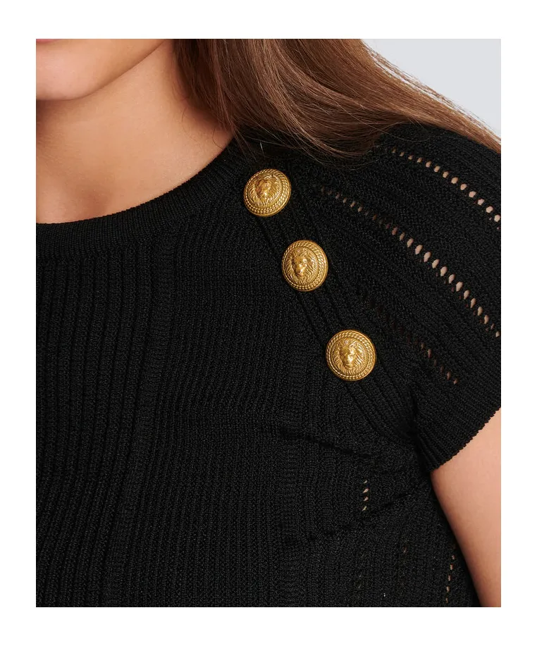 Balmain Buttoned Cropped Knit Top