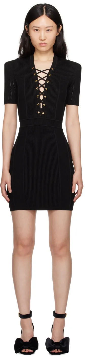 Balmain Short Fine Ribbed Knit Dress