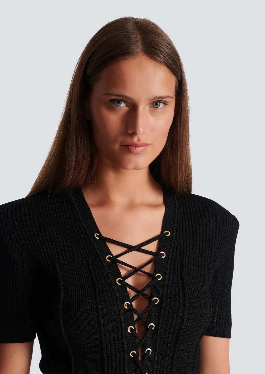 Balmain Short Fine Ribbed Knit Dress