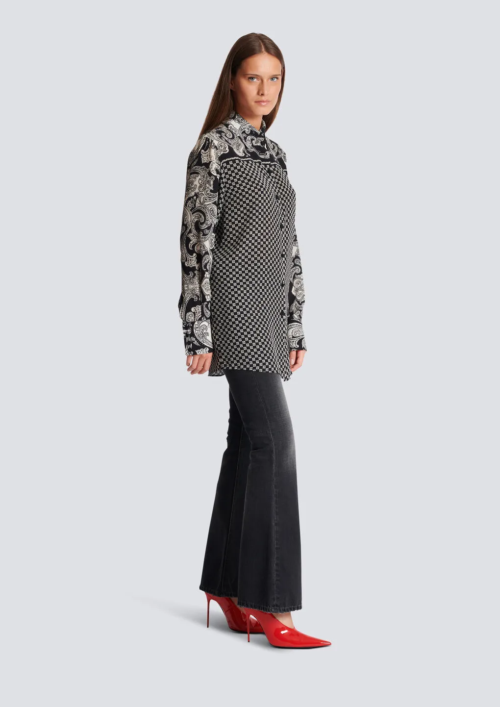 Paisley And Mini Monogram Printed Silk Shirt