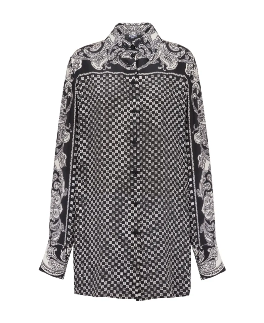Paisley And Mini Monogram Printed Silk Shirt