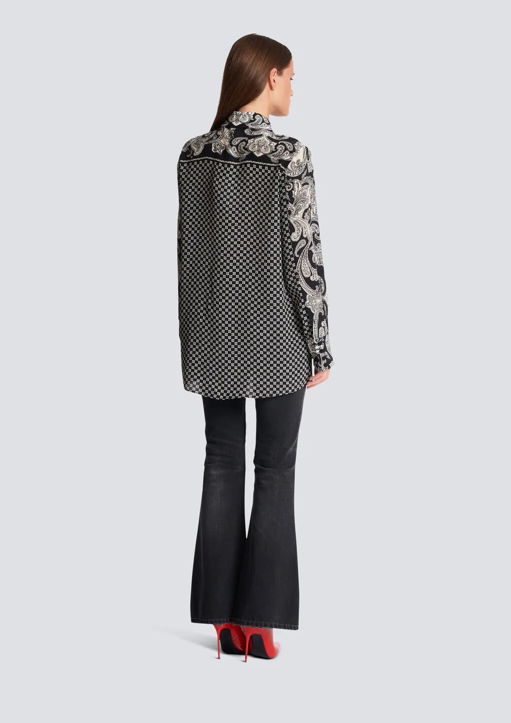 Paisley And Mini Monogram Printed Silk Shirt