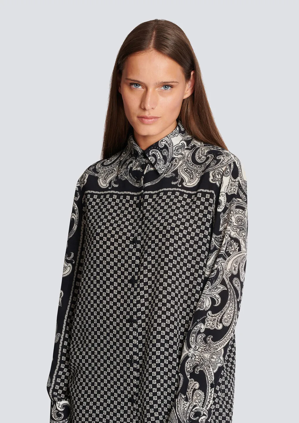 Paisley And Mini Monogram Printed Silk Shirt