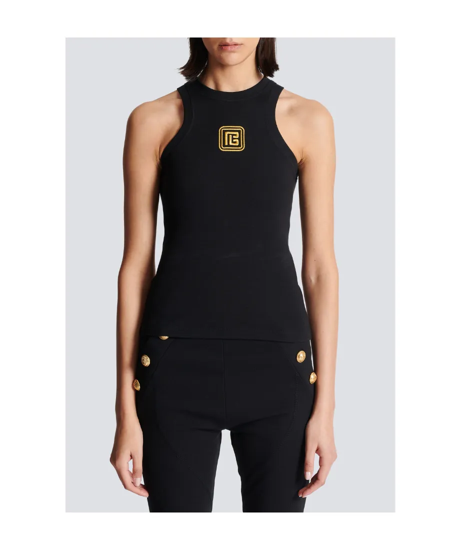 Balmain Pb Embroidered Tank Top