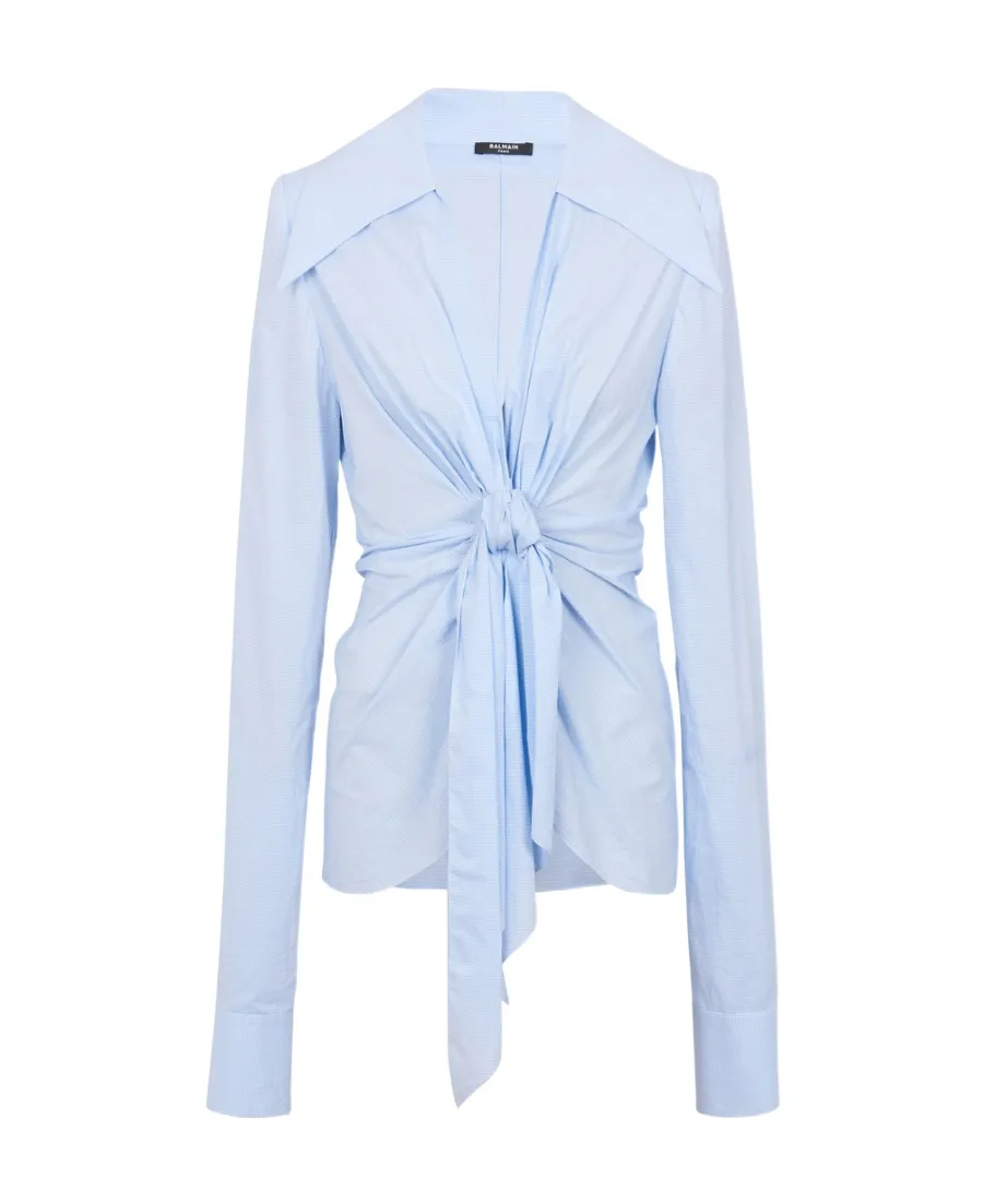 Balmain Poplin Knotted Shirt
