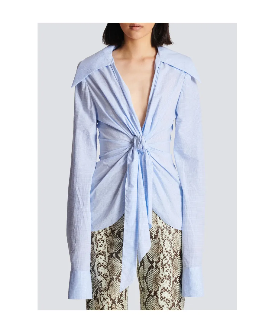 Balmain Poplin Knotted Shirt
