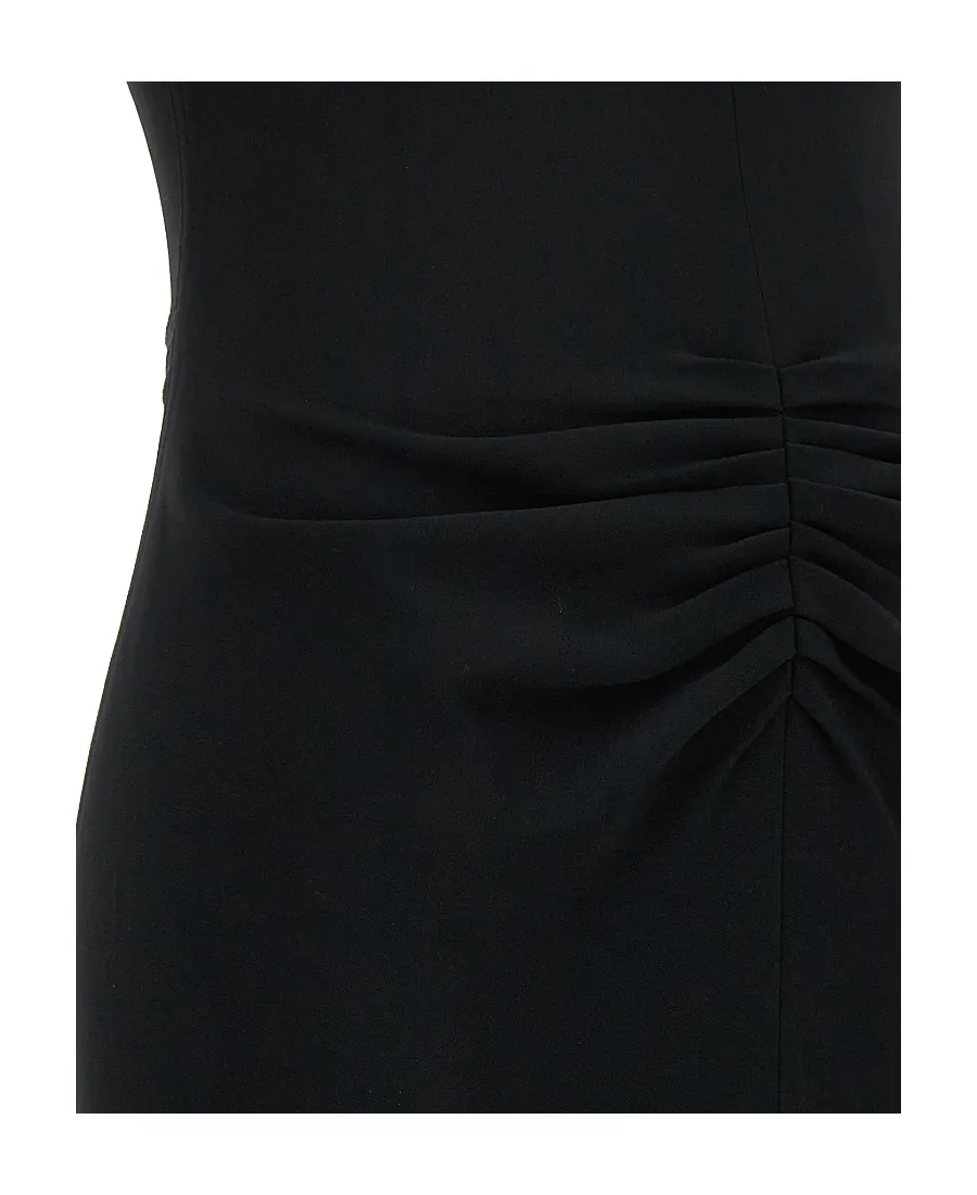 Victoria Beckham Ruched-Waist V-Back Crepe Midi Dress