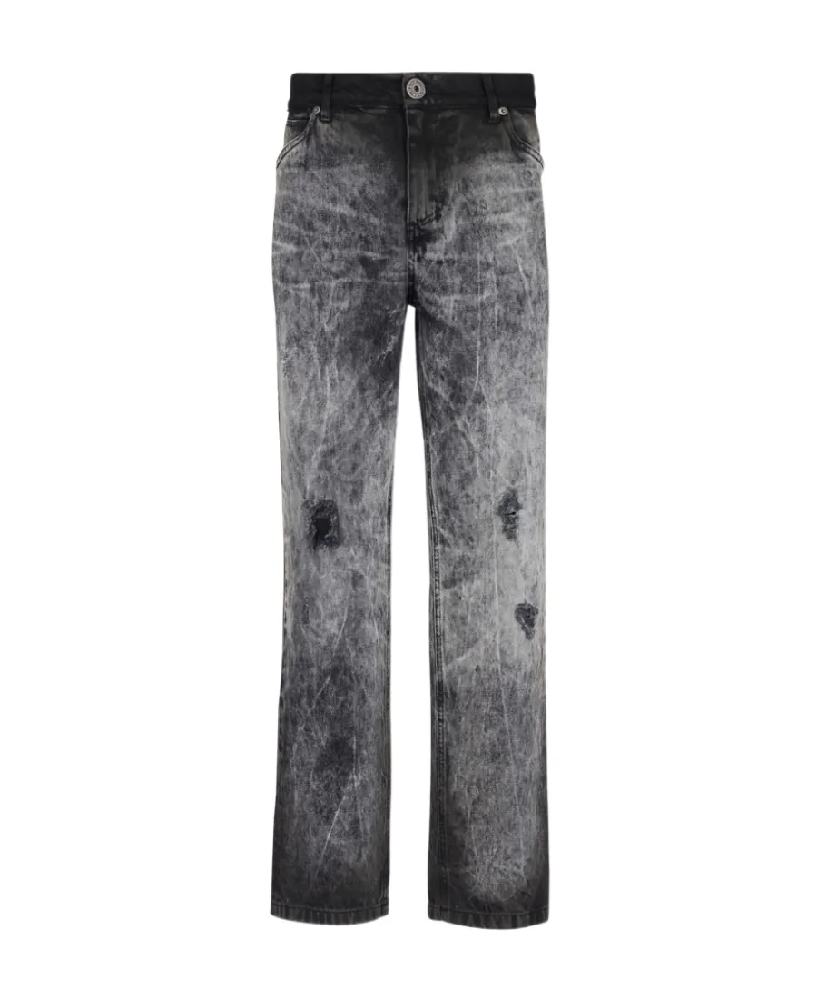 Balmain Straight Washed Effect Leg Jeans