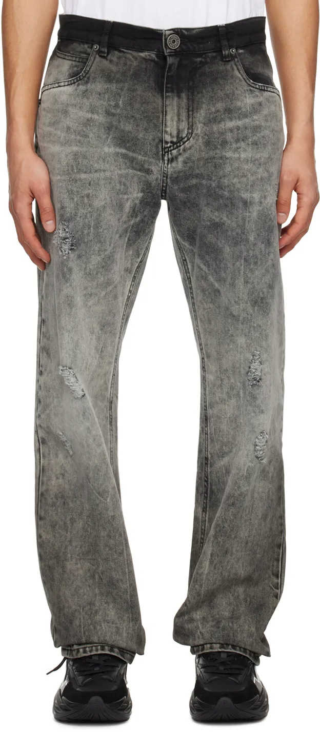 Balmain Straight Washed Effect Leg Jeans