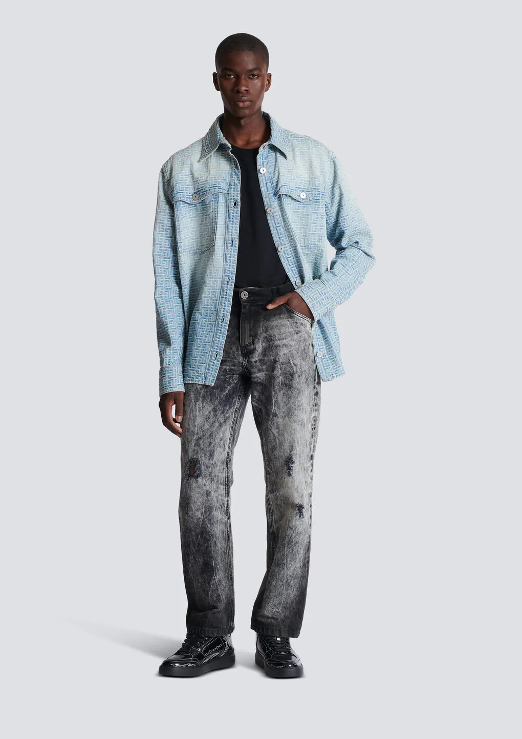 Balmain Straight Washed Effect Leg Jeans