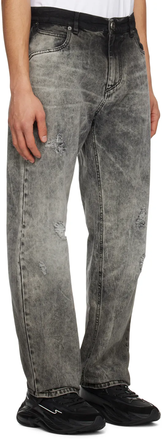 Balmain Straight Washed Effect Leg Jeans