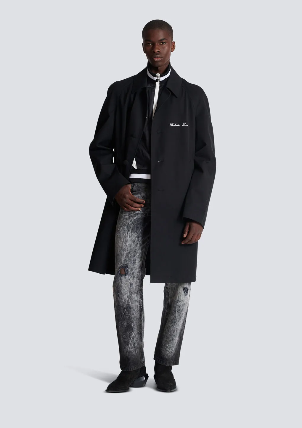 Balmain Logo Detailed Single Breasted Coat