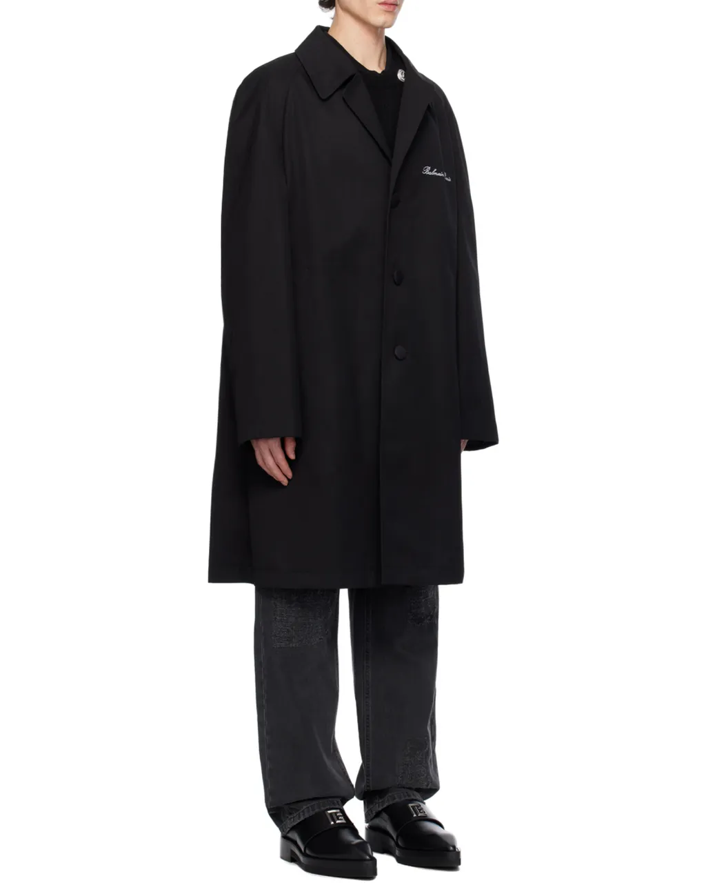 Balmain Logo Detailed Single Breasted Coat