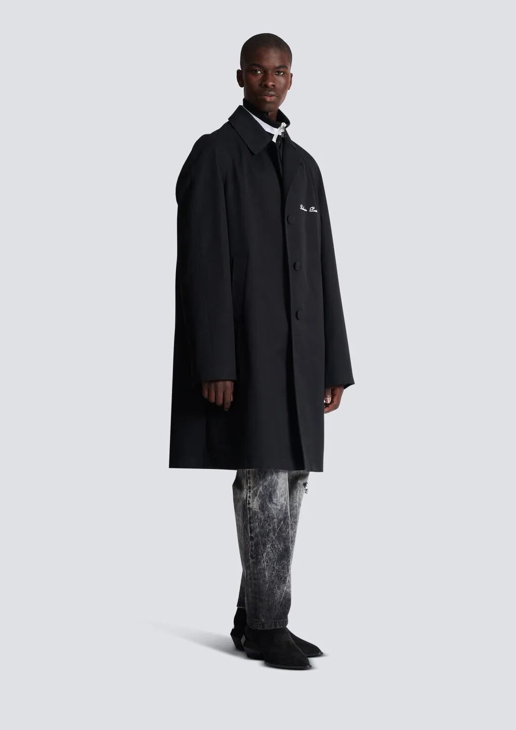 Balmain Logo Detailed Single Breasted Coat