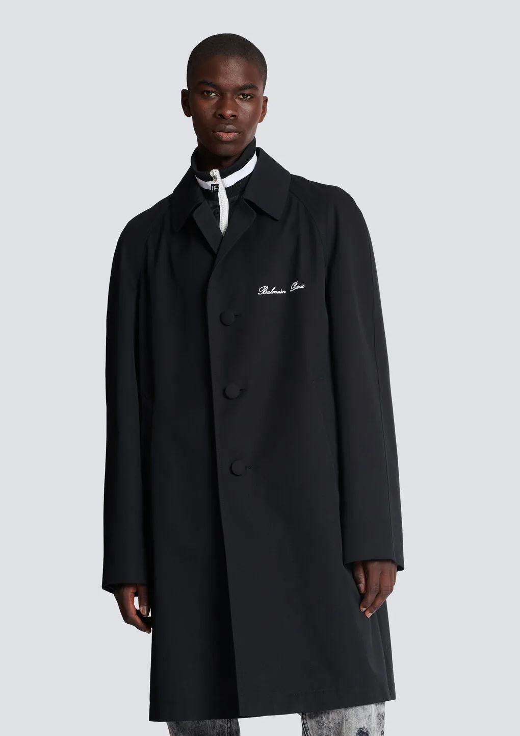Balmain Logo Detailed Single Breasted Coat