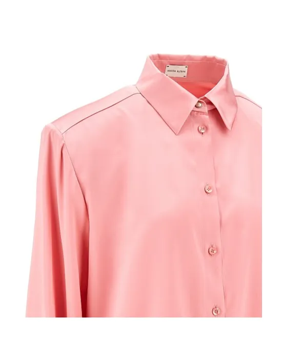 Long-Sleeved Silk-Satin Shirt