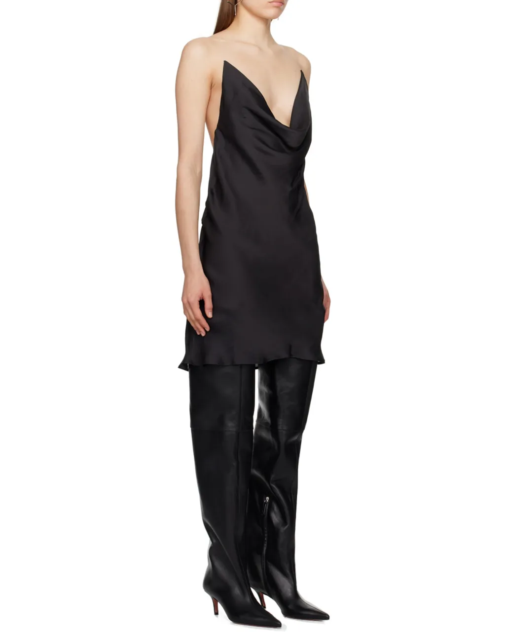 Y/Project V-Neck Ruffled Satin Mini Dress