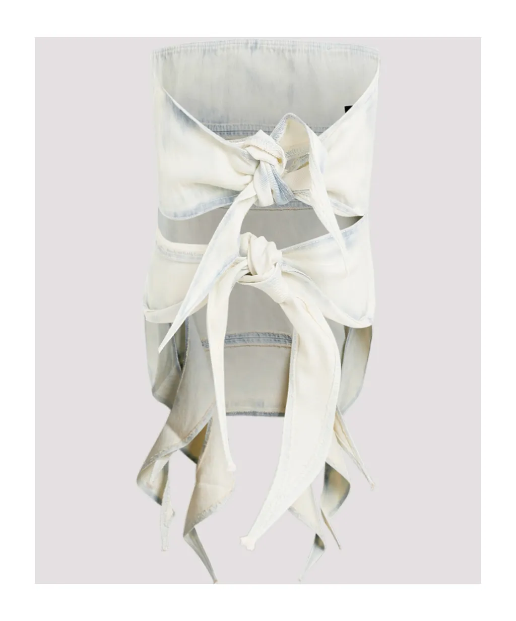 Y/Project Strapless Asymmetric Hem Denim Top