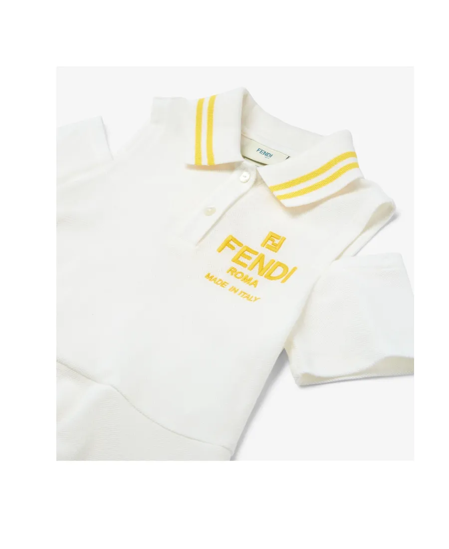 Fendi Kids Logo Embroidered Cut-Out Mini Dress