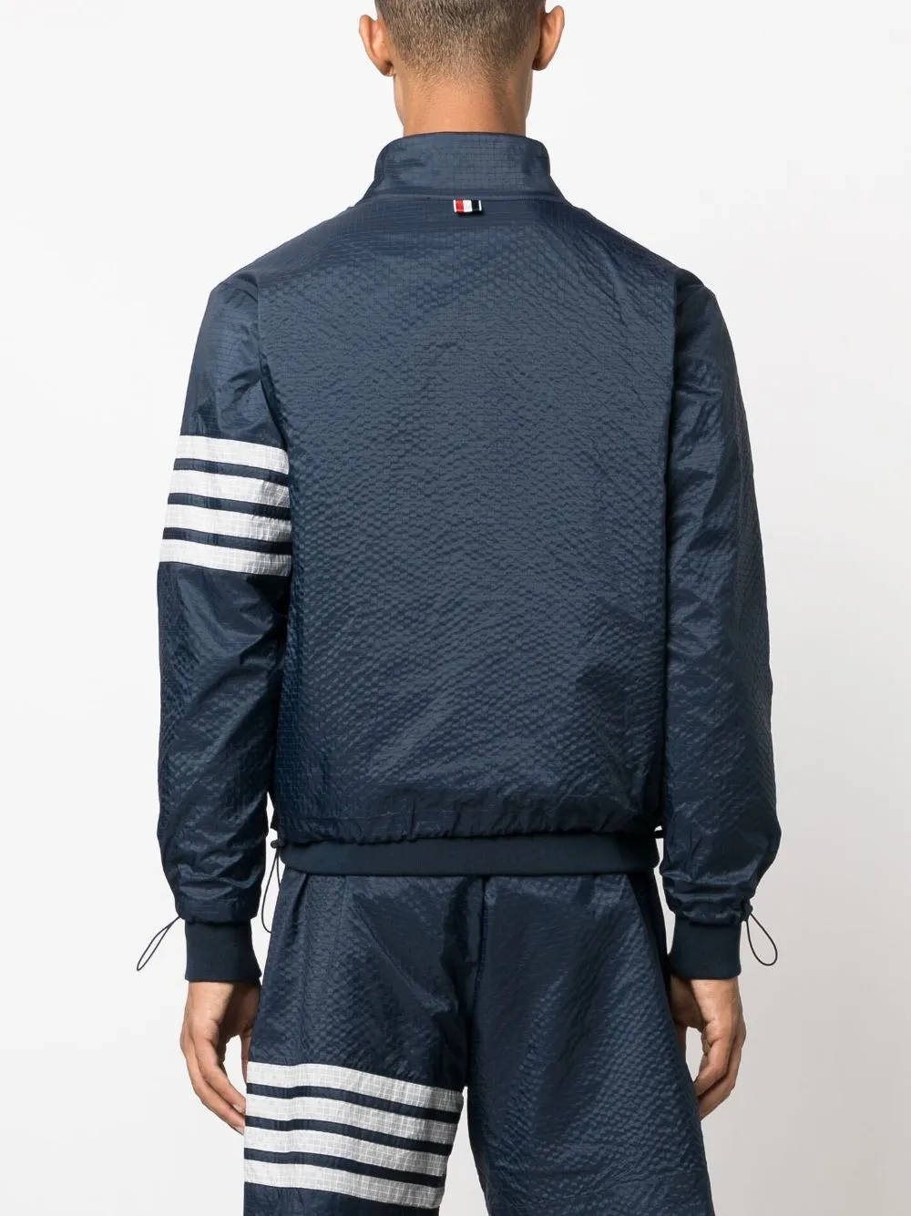 Thom Browne 4-Bar Striped Zipped Ripstop Jacket