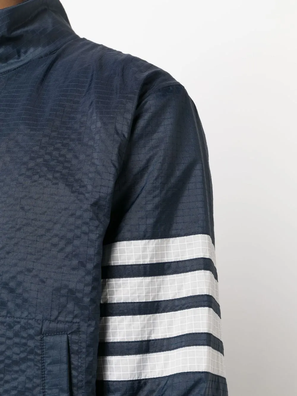 Thom Browne 4-Bar Striped Zipped Ripstop Jacket