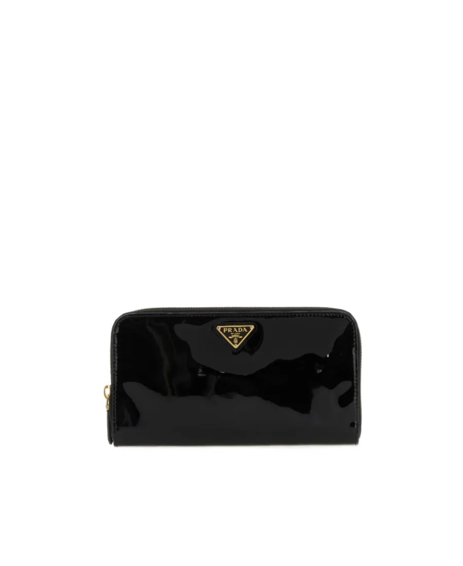 Prada Logo Plaque Zipped Wallet