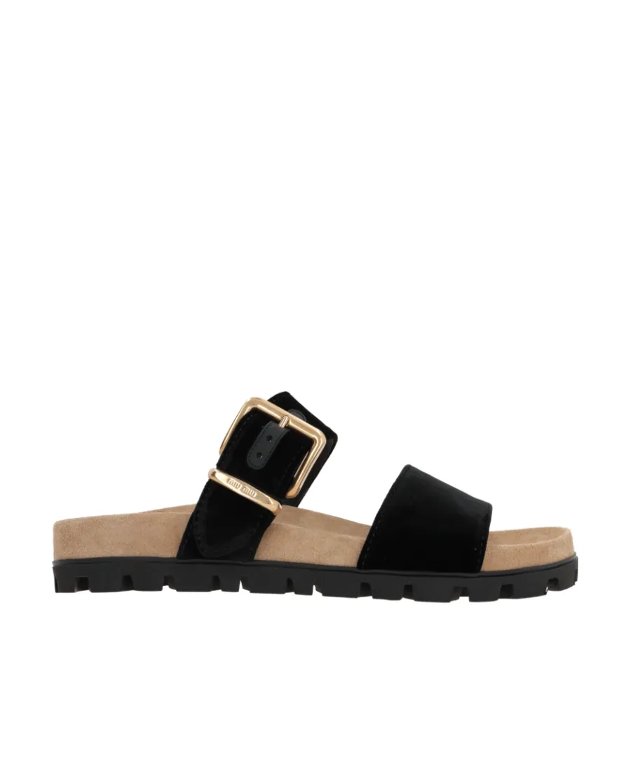 Suede Buckle Sandals