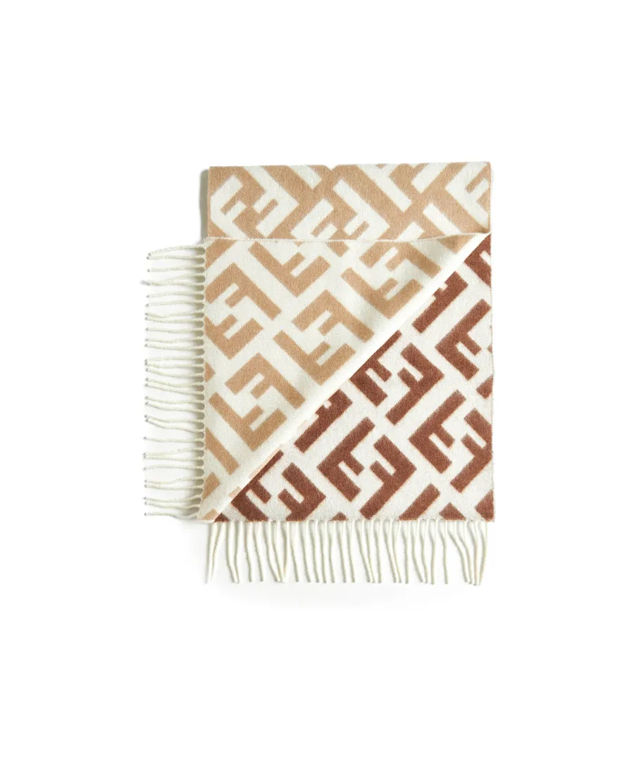 Fendi Ff Jacquard Fringed-Edge Scarf