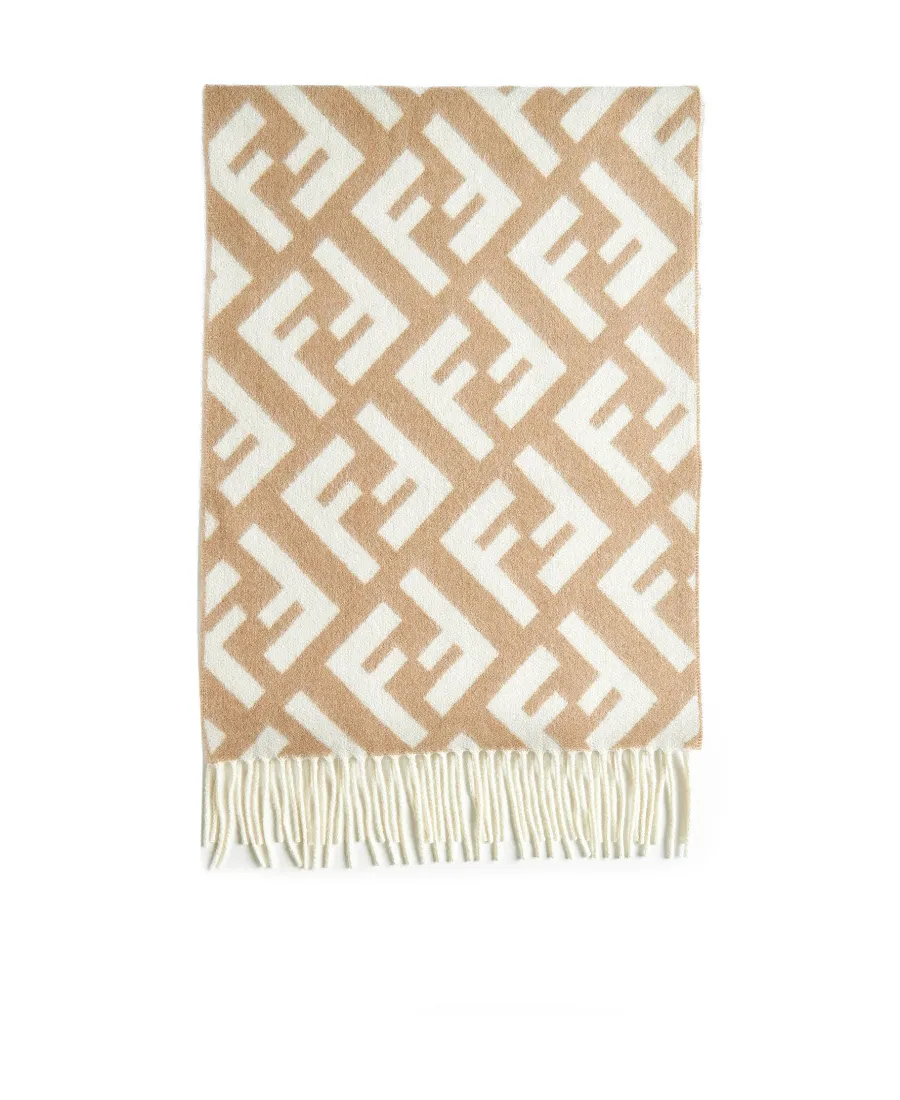 Fendi Ff Jacquard Fringed-Edge Scarf