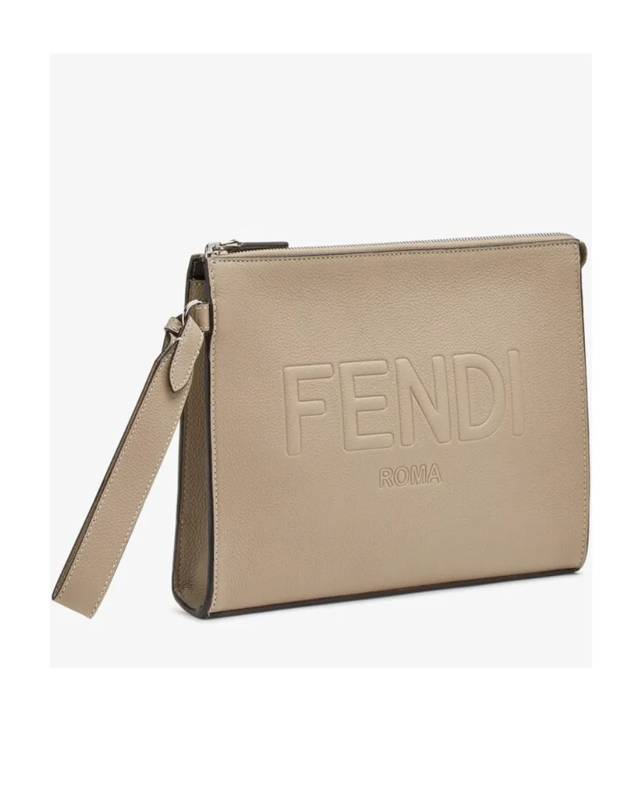 Fendi Logo Embossed Zipped Pouch