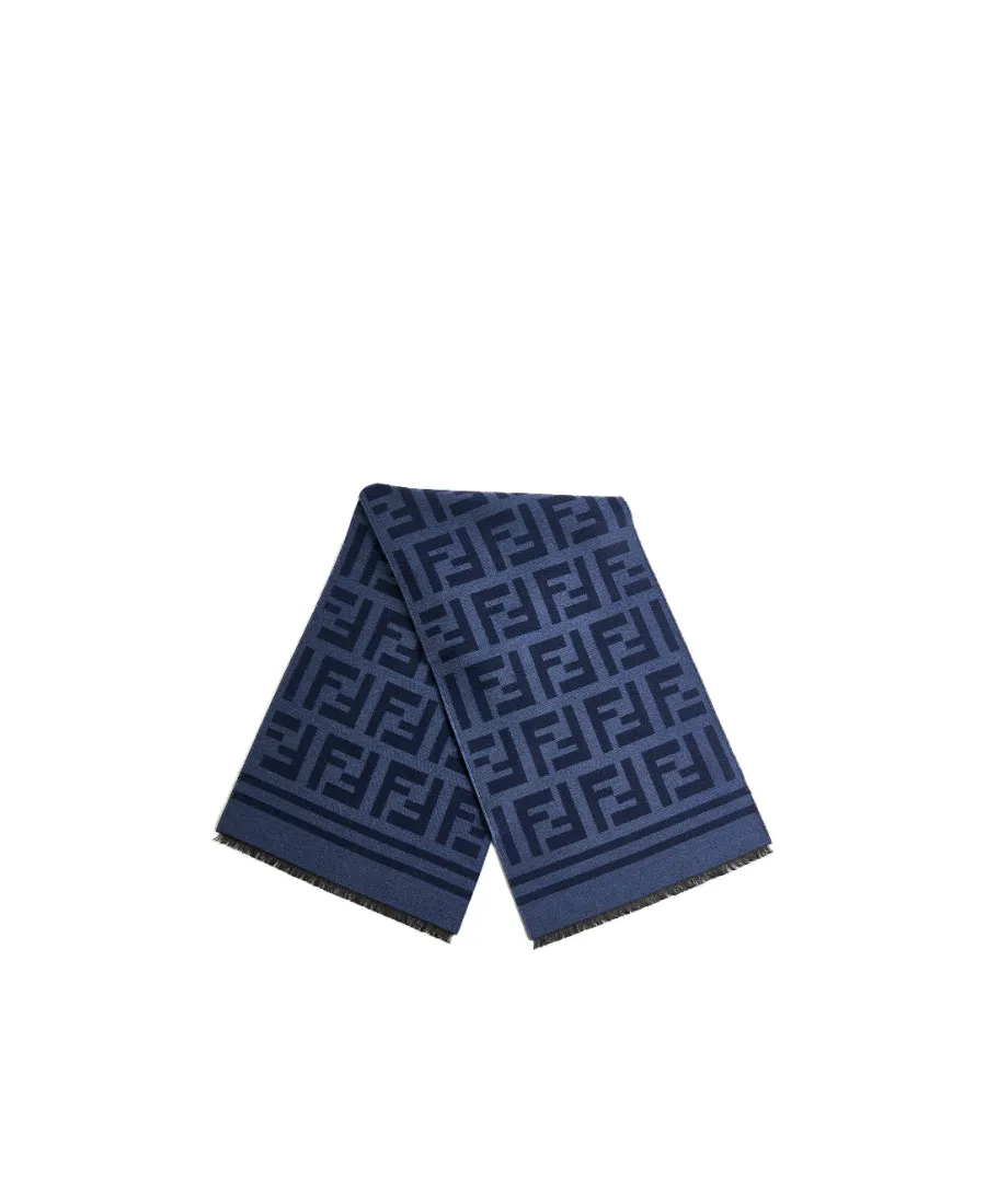 Fendi Ff Motif Frayed-Edge Scarf