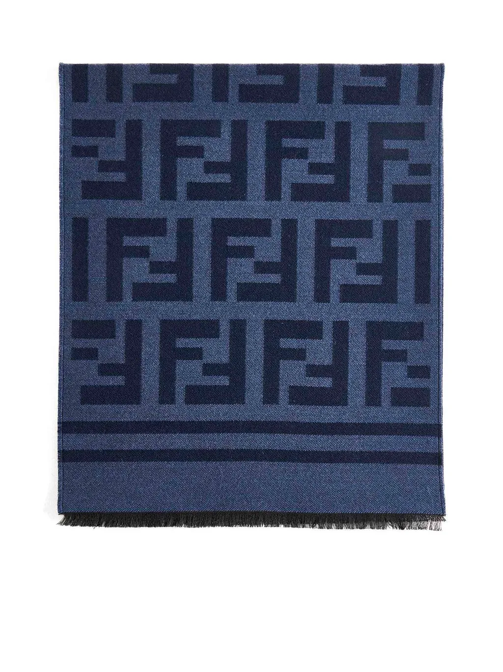 Fendi Ff Motif Frayed-Edge Scarf