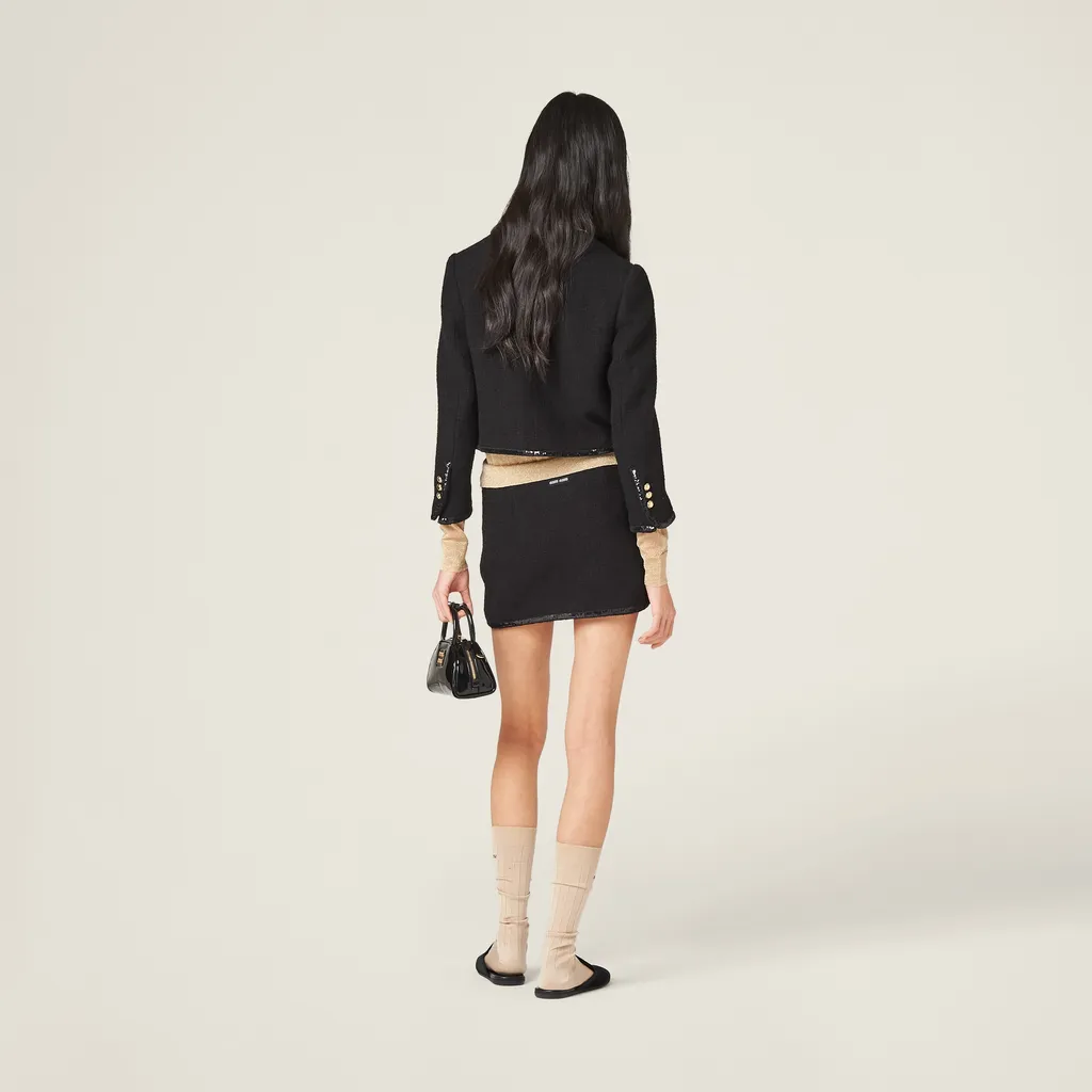 Miu Miu Logo-Patch Sequin-Trim Mini Skirt
